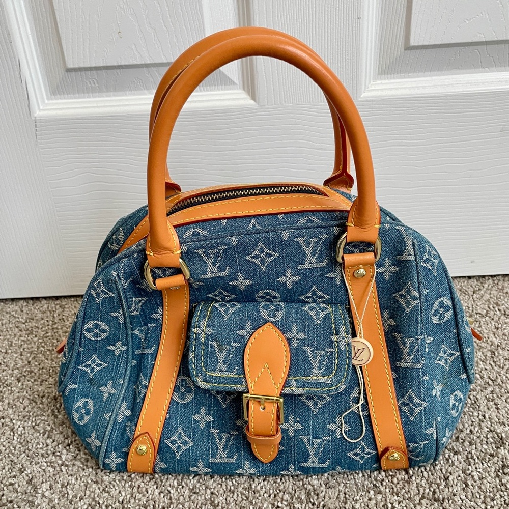 Denim LV Handbag w/ removable shoulder strap